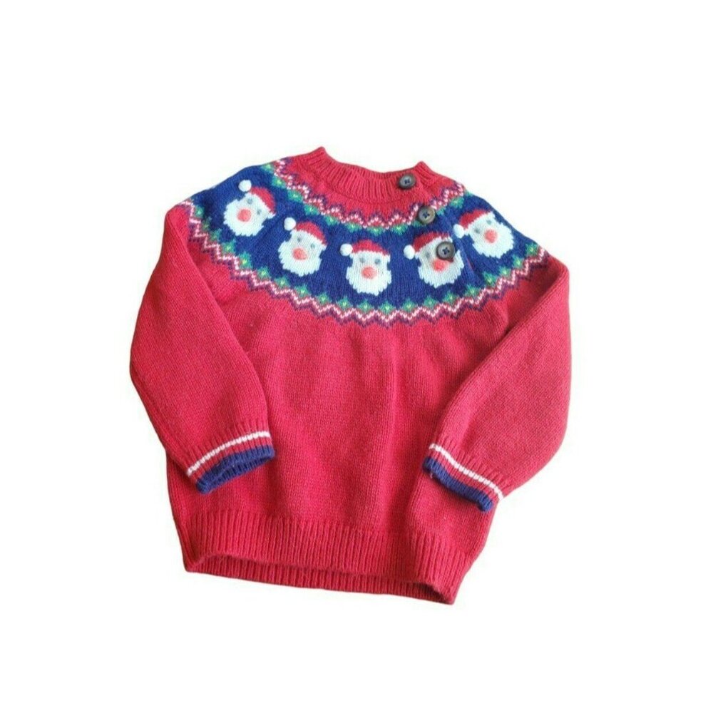 Baby Boden Fair Isle Santa Sweater 6/12 Mo